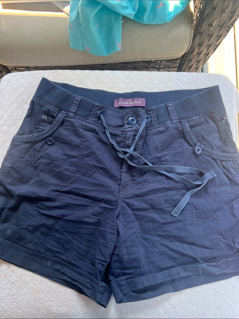 Gloria Vanderbilt Navy Cotton Drawstring Women’s Shorts